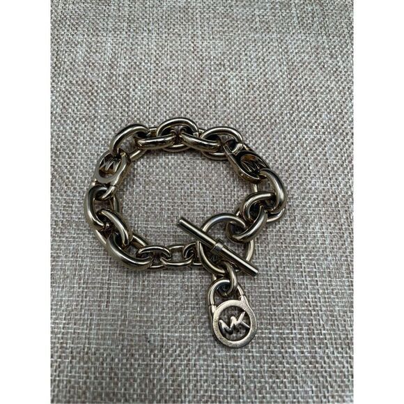 Michael Kors Gold-Tone Chunky Link Logo Bracelet  Unisex - Picture 7 of 7